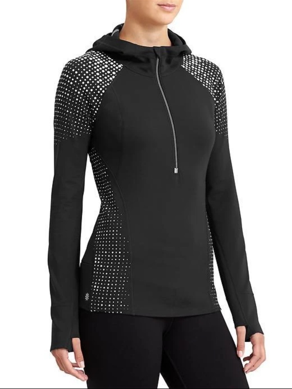 Athleta running wild Hooded Jacket 1/2 Zip Lightweight Thumbholes XL travel